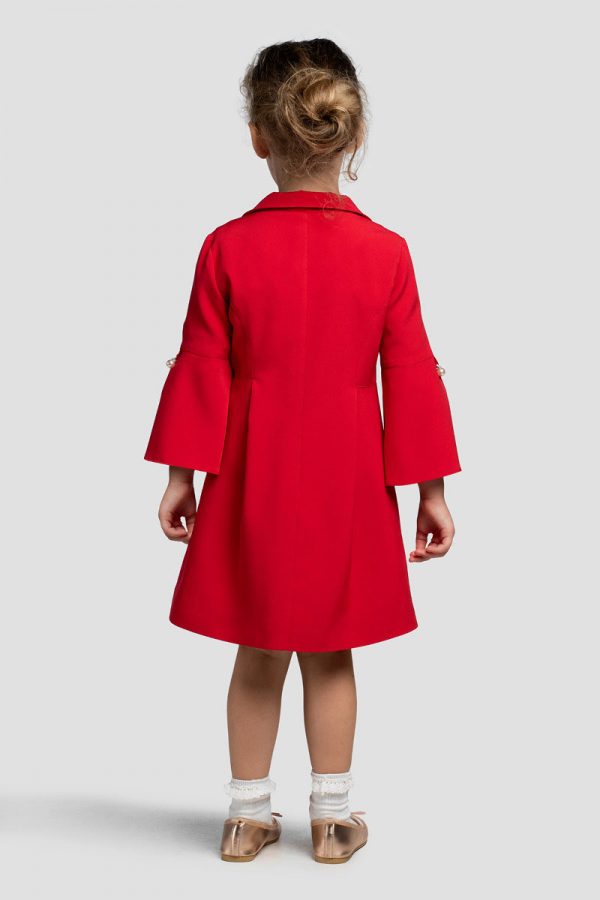 Lekki elegancki płaszcz dla dziewczynki czerwony