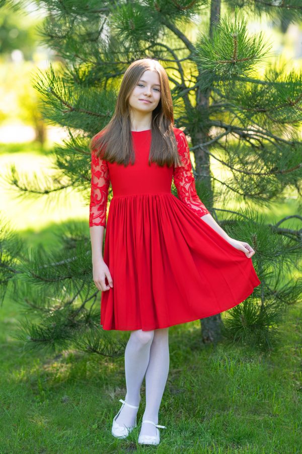 Czerwona sukienka wizytowa dla dziewczynki