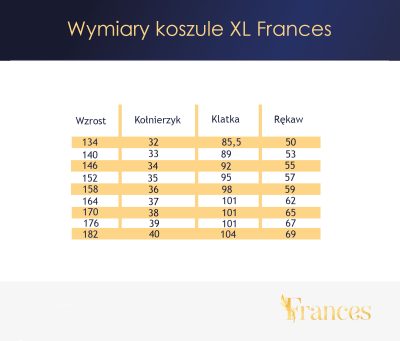 abela rozmiarów koszule xl Frances